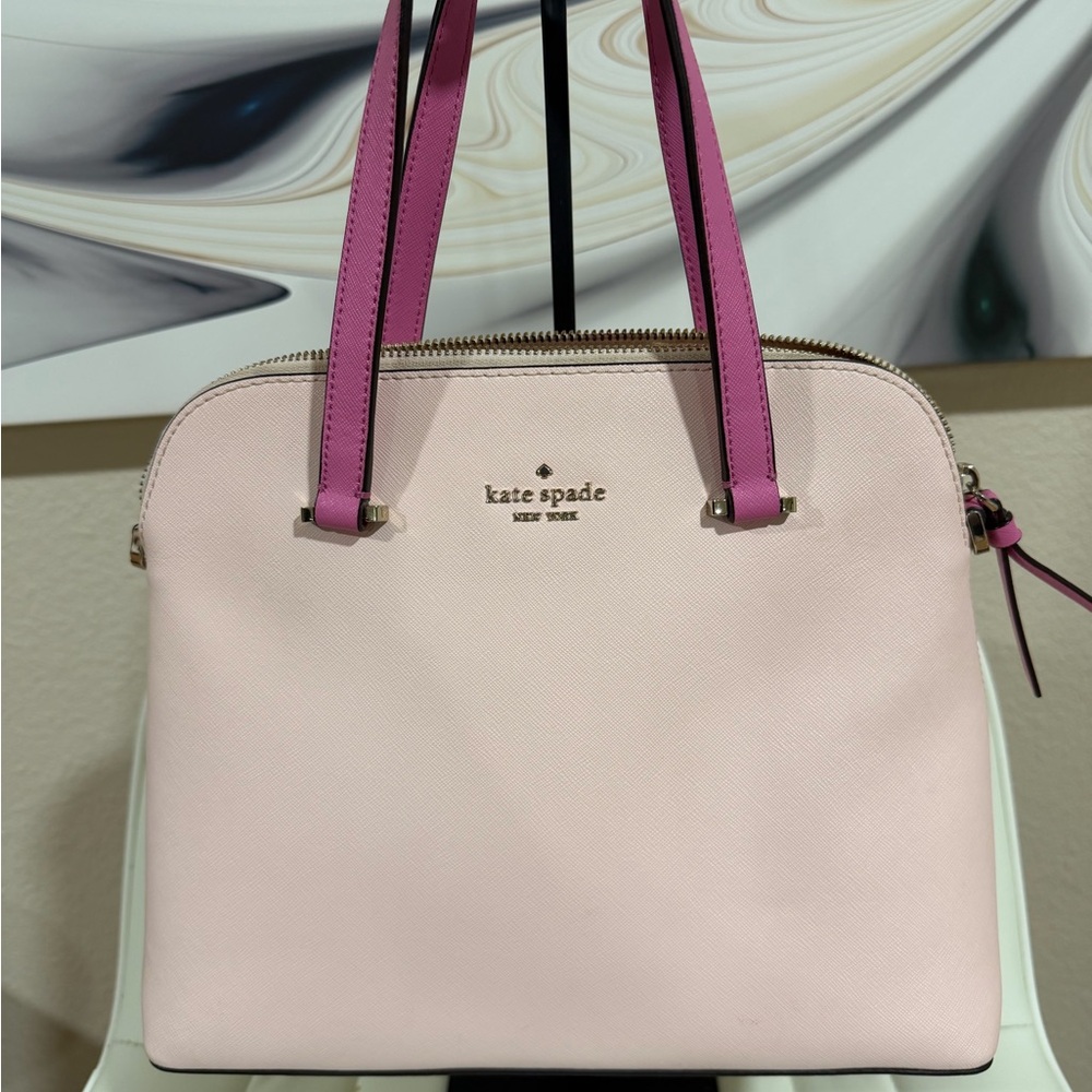 kate spade Pink Dome Satchel with Fuchsia Handles